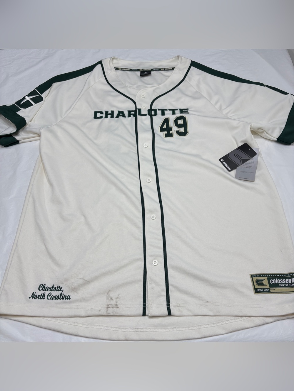 UNC Charlotte 49ers Niner Nation Colosseum Baseball Jersey Men’s XXL New Stained